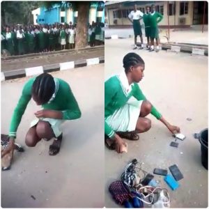 Nigerians React After Video Of A Teacher Asking A Student to Destroy Her Phone