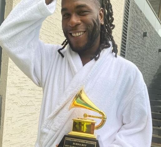 Burna Boy, receives Grammy
