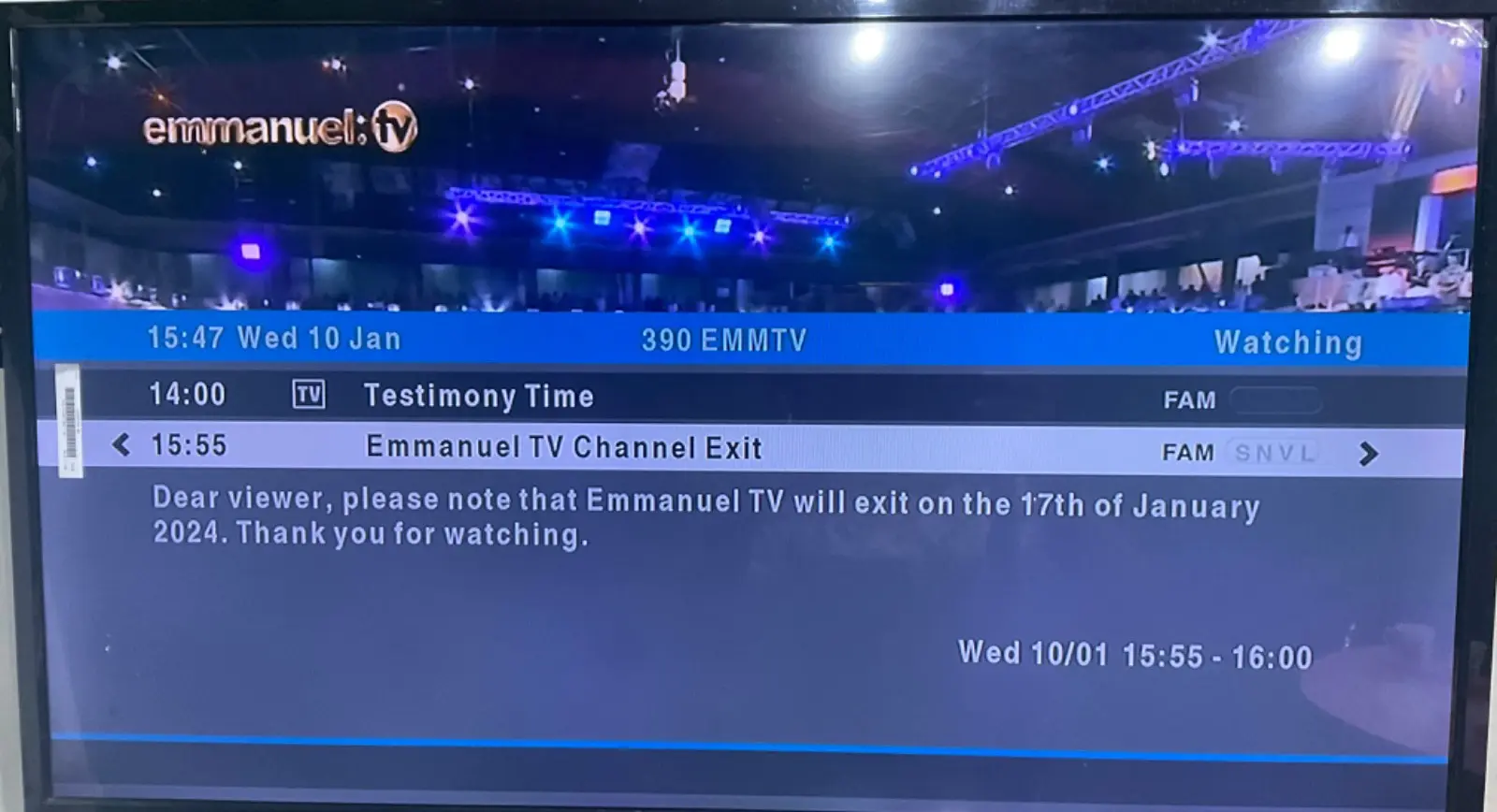 Emmanuel TV exits DStv
