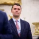 andalised Charlie Kirk memorial statue outside Turning Point USA headquarter