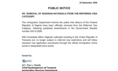 Tanzania eases visa application process for Nigerian travellers