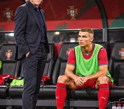 Cristiano Ronaldo on Portugal bench during Nations League match